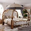 Italian / French Rococo Luxury Bedroom Furniture , Dubai Luxury Bedroom Furniture Set