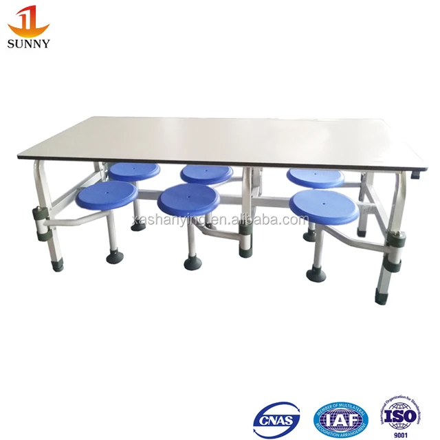 Bright color design school dining room design table with chair