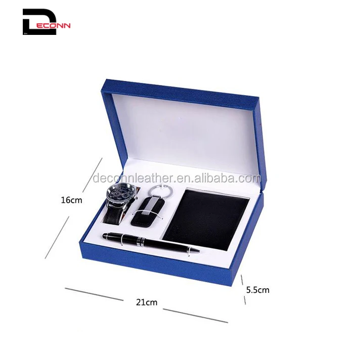 cheap gift box with wallet, watch, pen , key chain for men