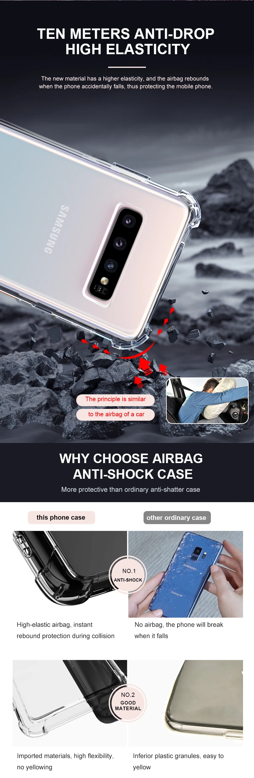 Armor transparent phone case for Samsung S10, S10e, S10 Plus phone cover