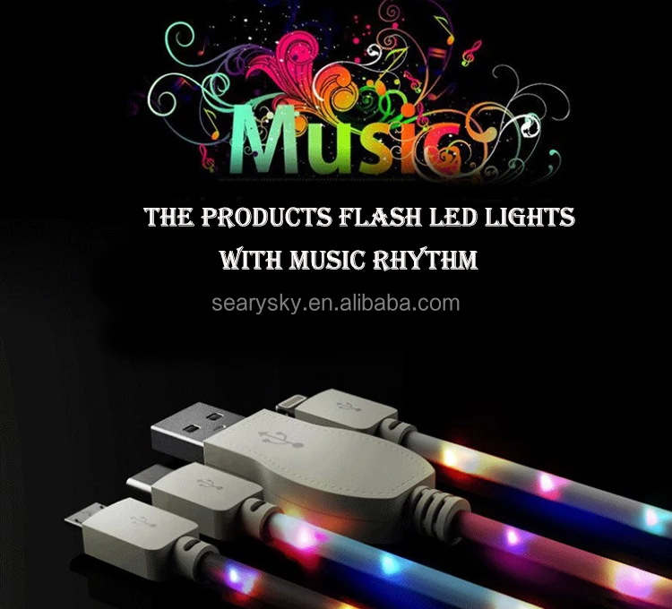 colorful led accompanied by music twinkling micro usb cable ,micro usb cable with led light - ANKUX.COM