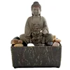 Custom made mini home indoor table decor art resin Buddha water fountain with stones