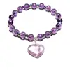 New Fashion Gemstone Amethyst Beads Women Bracelet Heart Shape Stone Pendant Jewelry