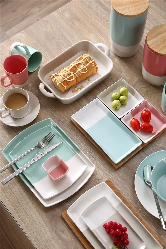 Bright Colorful Ceramic Dinnerware Set,Two Tone Color Dinnerware Buy