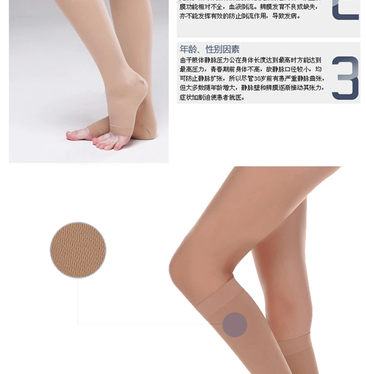 Compression Socks Knee-Hi Firm Support Open Toe Compression stockings 20-30mmHg#YLW-15