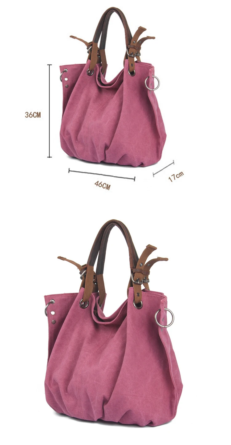 Fashion vintage retro design brand quality cotton canvas ladies hand hobo bag handbags for woman