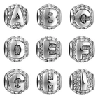 925 Sterling Silver A-Z Alphabet Initial Letter Round Charms Beads For Snake Chain Bracelets
