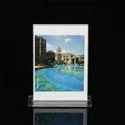 T shape custom clear acrylic table card display stand lucite picture sign holder for menu