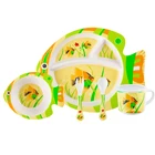 Amazon Top Seller 2019 New Design Children's Dinnerware Kids Bamboo Fiber Baby Feeding Set of 5