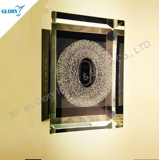 3d laser crystal block engraving of stadium souvenir for gift