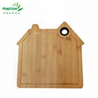 High quality house shaped 100% bamboo cutting board with juice groover