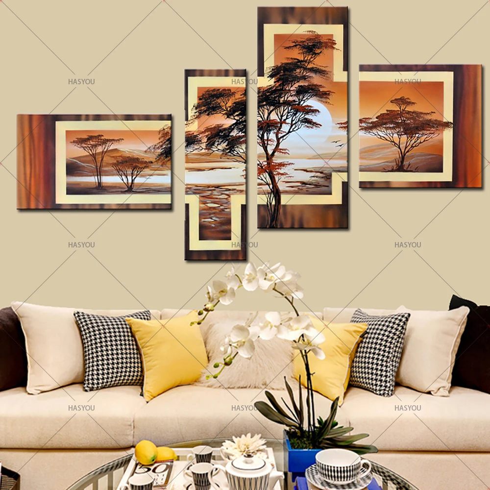 4-Piece-Hand-Painted-African-Abstract-Landscape-Oil-Paintings-on-Canvas-Modular-Pictures-for-Living-Room (1)