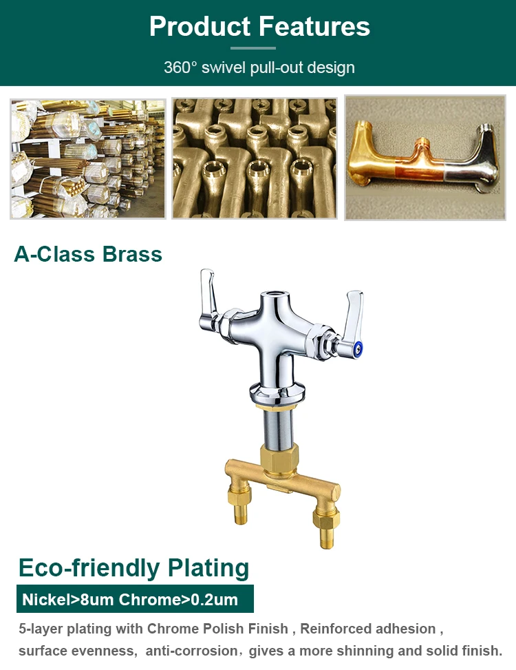 Wholesale Faucet Cheap Tapware Dual Handles Stainless Kitchen Sink Faucet Water Tap