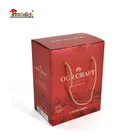Custom printed high end foldable corrugated paper packing cardboard wine box with handle for two bottles