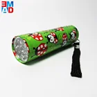 Fancy design Aluminum alloy floral printed 3 x AAA dry battery 9 led mini snap on portable travel 9 led torch flash light