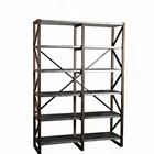 Mayco Large Galvanized Metal and Wood 2 Section Bookshelf for Living Room
