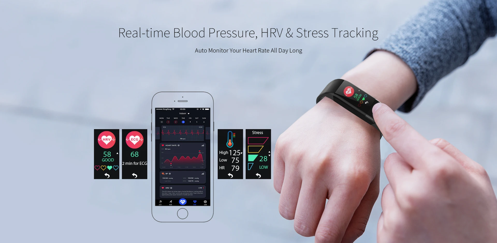 Medical ECG PPG Heart Rate Monitor Smart Watch, View Smart Watch, J