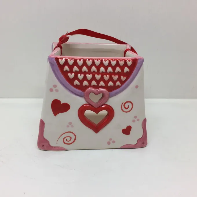 valentines day gifts heart pattern ceramic candy bag with red
