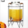 Chinese restaurant decoration supply factory price 1 gallon beverage drink dispenser square glass juice dispenser with tap