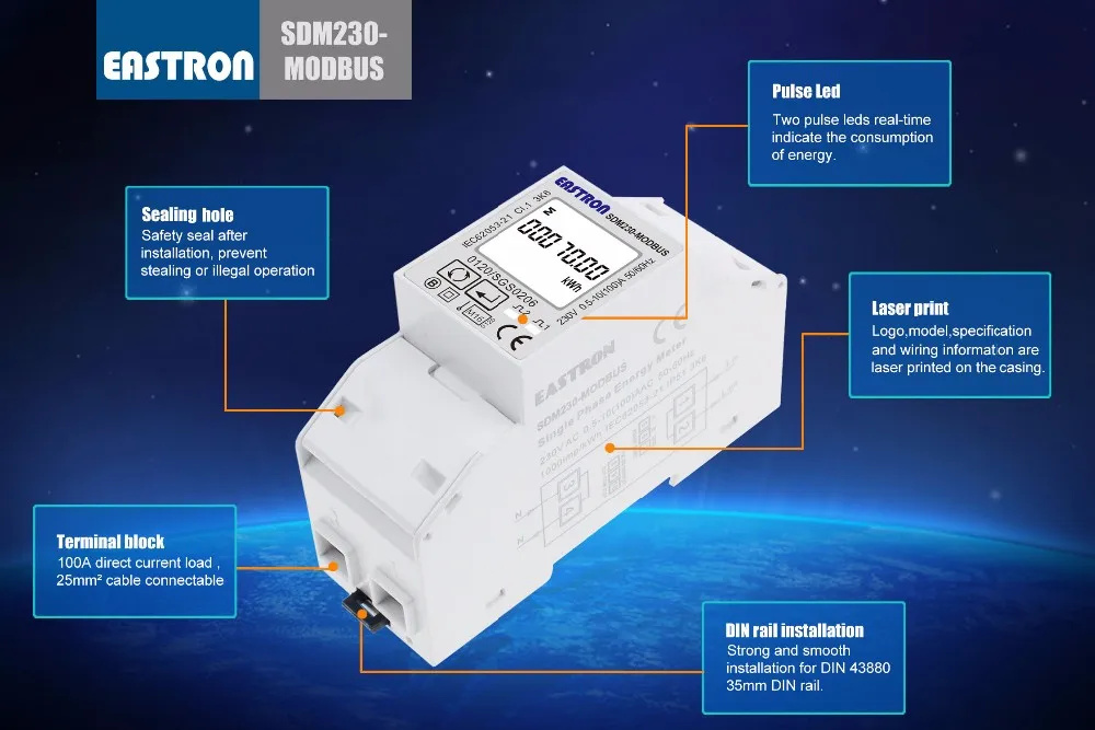 SDM230 Modbus MID Single Phase Smart Energy Meter for Solar Panels with ...