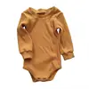 wholesale new born clothes organic cotton romper longsleeve blend cotton rompers mustard rompers
