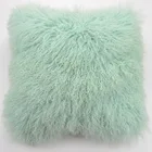 Real Curly Wool Mongolian Lamb Fur 12x20 Luxury Mint Tone Throw Pillow Cases
