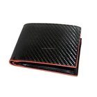 RFID Carbon fiber leather men wallet with a red oil color edge