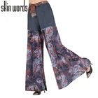 Dingao brand wide leg pants print fashion casual bell-bottom trousers for women