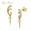Factory Wholesale Price 9K Yellow Gold Pearl Earring Mount Fittings
