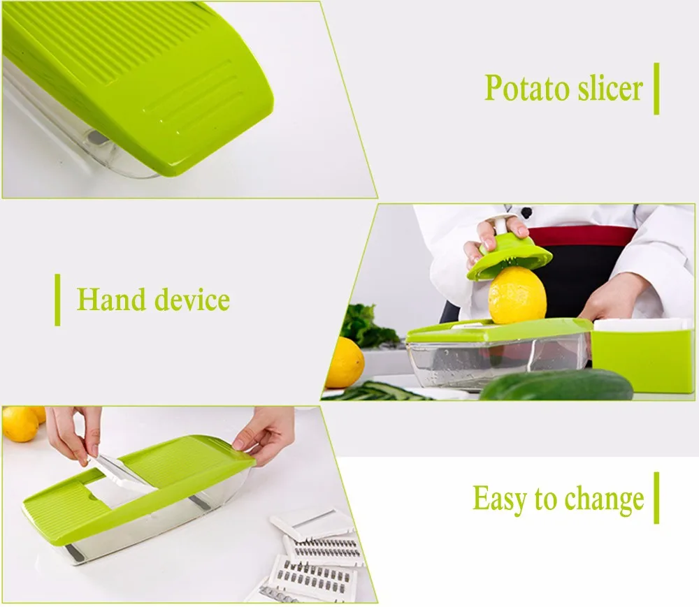 Kitchen Accessories Cooking Multi-functional Fruit Vegetable Cutter Slicer 4 Interchangeable Stainless Steel Blades tools KC1340