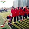 Fun sports meet equipment touch stones to cross rivers outdoor team building games for kids and adult
