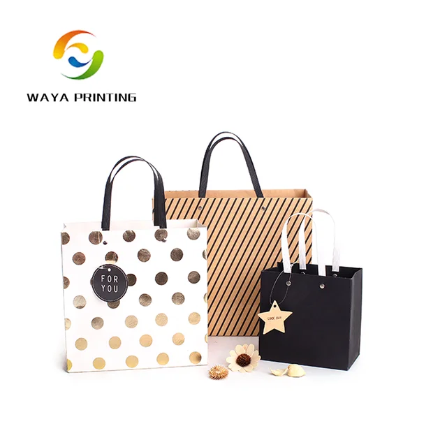 hot stamping luxury metallic foil logo gold paper gift bags