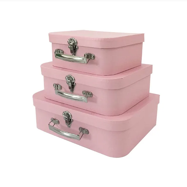 high quality custom paper cardboard suitcase box with handle