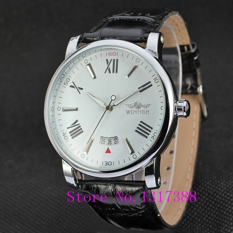 2016 Brand WINNER Simple Self-winding Automatic Mechanical Watch Men Wristwatch luury Leather Strap with Calendar