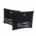 Custom logo printed wholesale black envelope velvet flap bracelet pouches