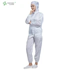 Electronics cleanroom esd antistatic stripe white lab coat polyester garments coveralls jumpsuit clothes