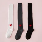 Wholesale fashion girl women lady over red heart pattern design funky knee high socks