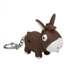 LED Lovely Cartoon Mini Donkey KeychainLight Sound Animals Keyfob Kids Toy Gift Girls Boys Cute Keyrings Bag Pendant CK440