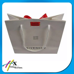 oem offset printed white art paper shopping bag/gift bag with