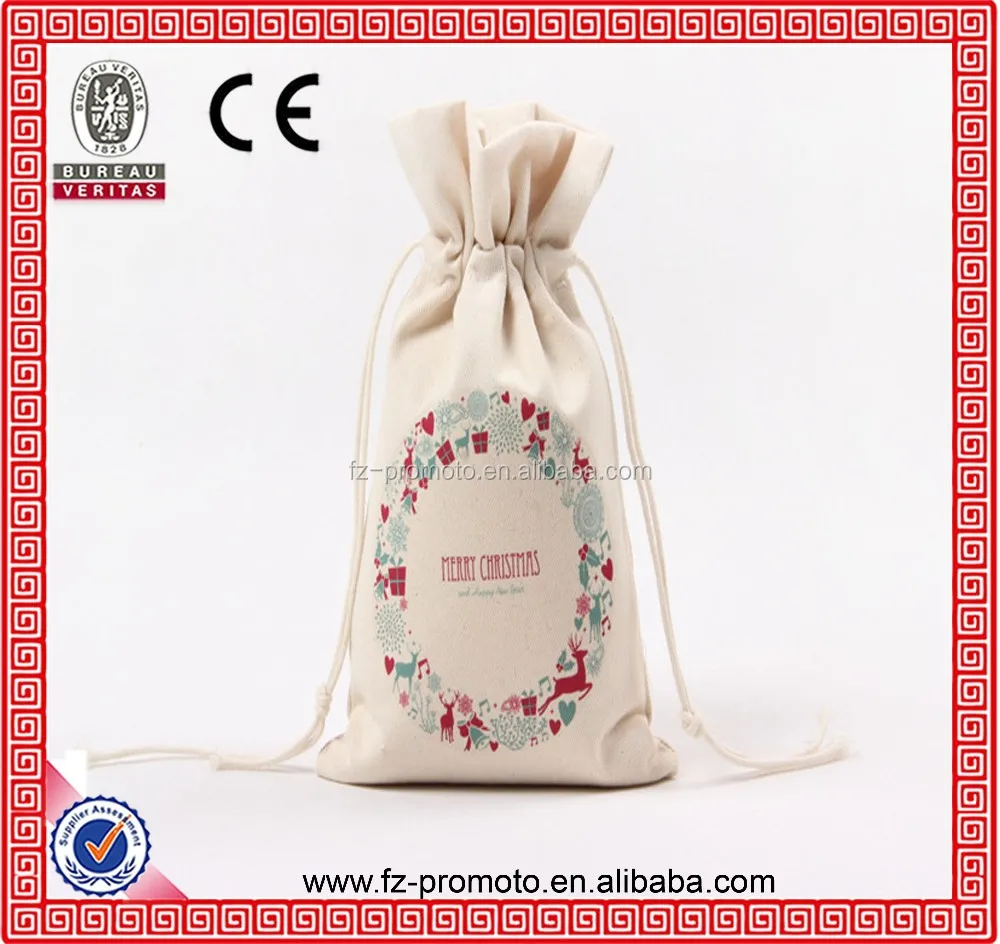 upscale cotton drawstring gift bags for chrismas 16*23.