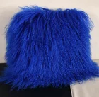 Mongolian/Tibetan lamb skin cushion/pillow/throw/cover/luxe handmade mongolian fur