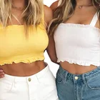 2018 New Arrived Summer Ladies Yellow Crop Tops For Going Out