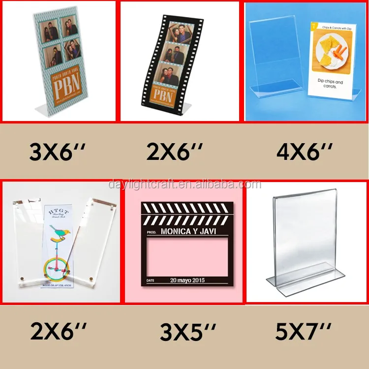 Promotional 8x10 Acrylic Display Stand,L Shape 8x7 Plastic Photo Frame