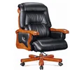 Launch 2019 luxury antique executive conference genuine leather and wooden office chair 150KG