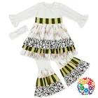New Design Girls Fashion Two Pieces Clothes Set Cute Halloween Costume Ruffle Skirt Fall Boutique Outfits