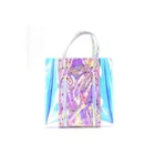 Custom Laser Transparency Fashion Shining Holographic PU+PVC tote Handbag for women