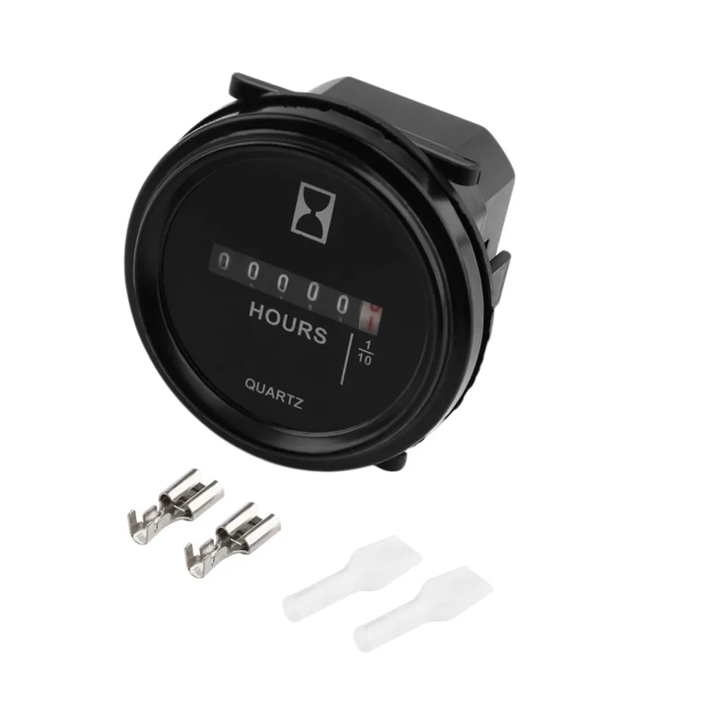 2" Round Hour Meter Hourmeter Cart Marine Boat Generator Engine 10-80VDC Black Brand New