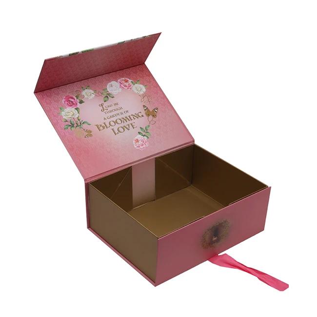 recycled magnetic gift box with ribbon closure cardboard hard