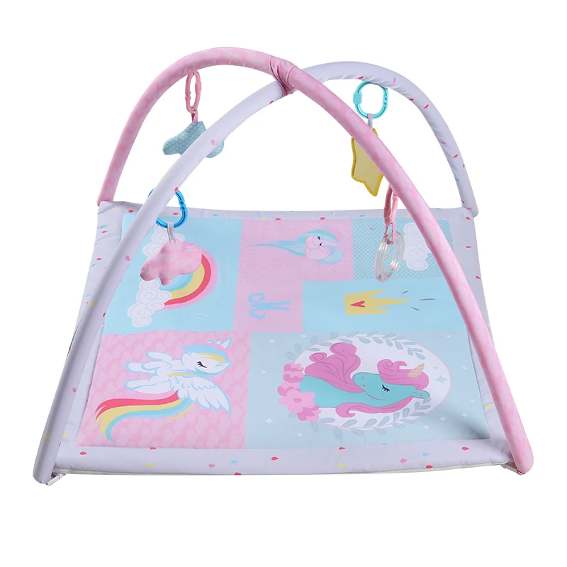 Rainbow Pink Baby Floor Play Mat Newborn Activity Gym With Toys