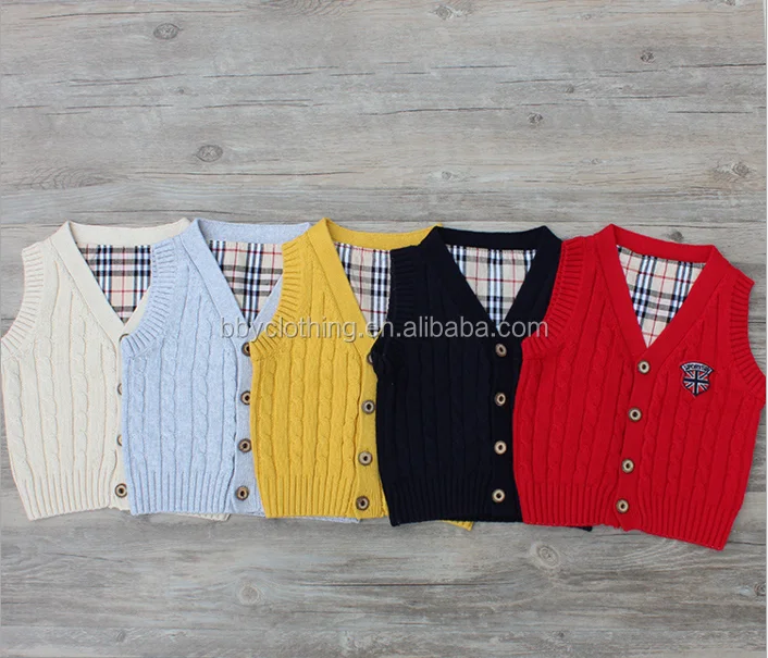 100% cotton Classic child sweater vest for boys